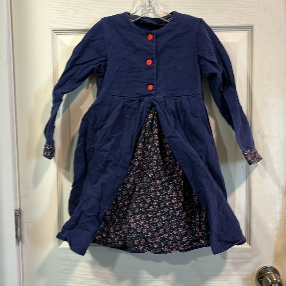 Molly Frock Blue Dress with Calico Petticoat size 5/6